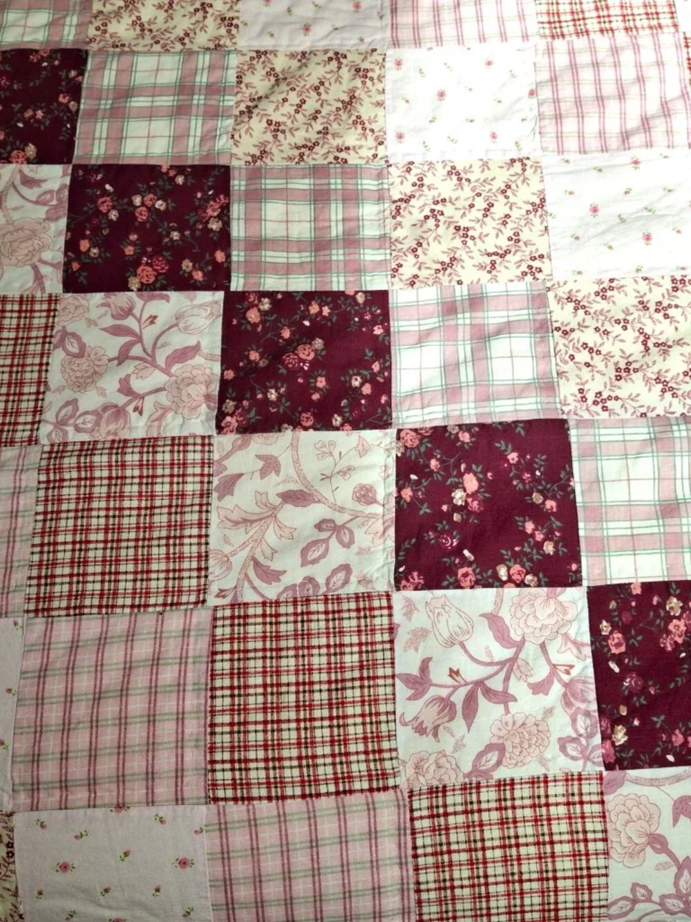 Summer Quilt Bedcover Floral Patchwork Country Chic Sz Queen Pink/Red